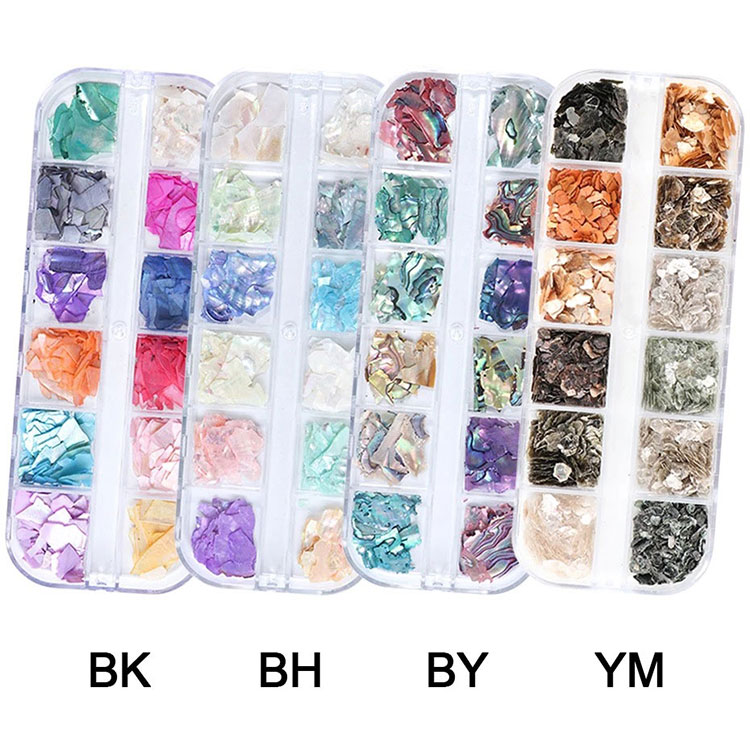 Unregelmäßige 3D-Abalone-Muschel-Nagelkunstdekorationen