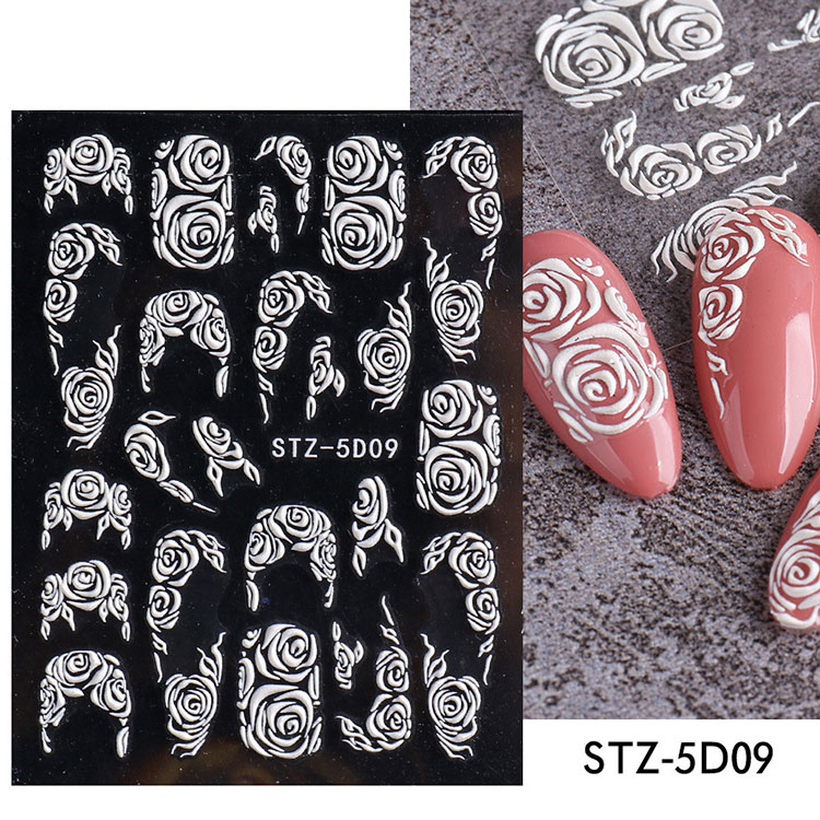 5d weiße Nagelkunstaufkleber