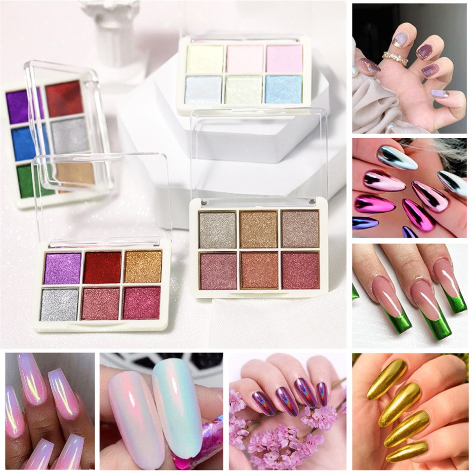 6-in-1-Nagelpulver-Set aus massivem Chrom