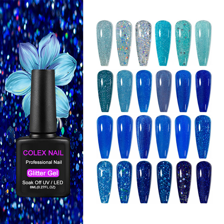 8ml Blue Glitter Gel Politur