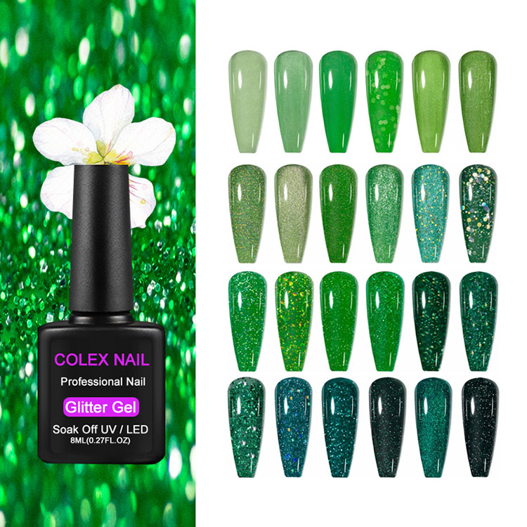8ml Grüne Glitzergel Politur