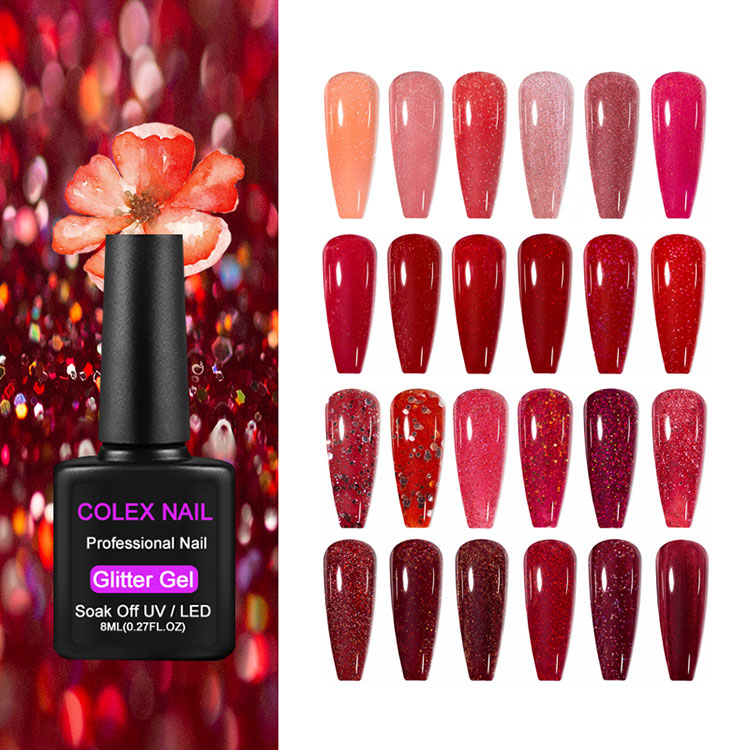 8ml roter Glitzer Gel Politur Geschenk