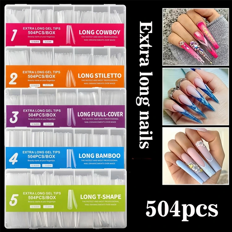 Extra lange Gel -Tipps - 504pcs