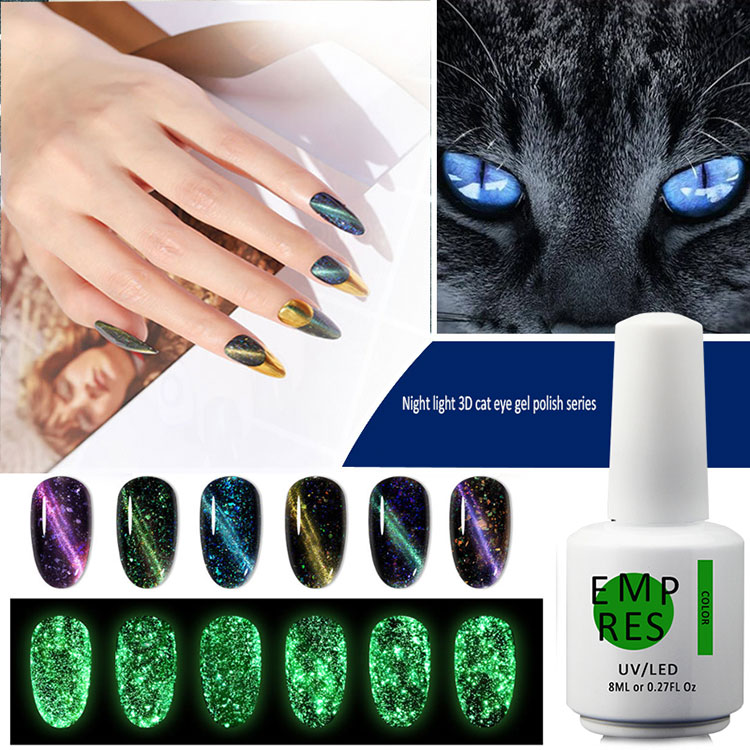 Leuchten Sie den dunklen 3D -Katze -Eye -Gel -Politur