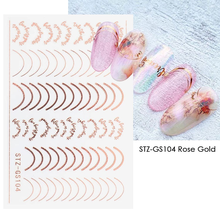 Gold Silber Streifen Linien Nagelaufkleber Aufkleber