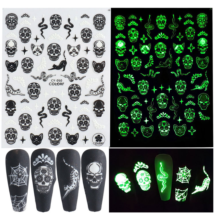 Leuchtende Halloween-Nagelaufkleber