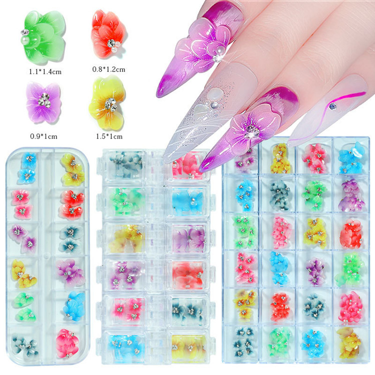 Nagelsticker mit Strass-Blumen