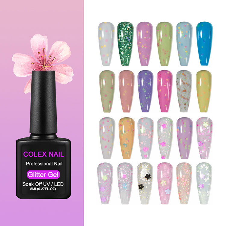Frühlings Sommernagelkunst Glitzer Gel Politur